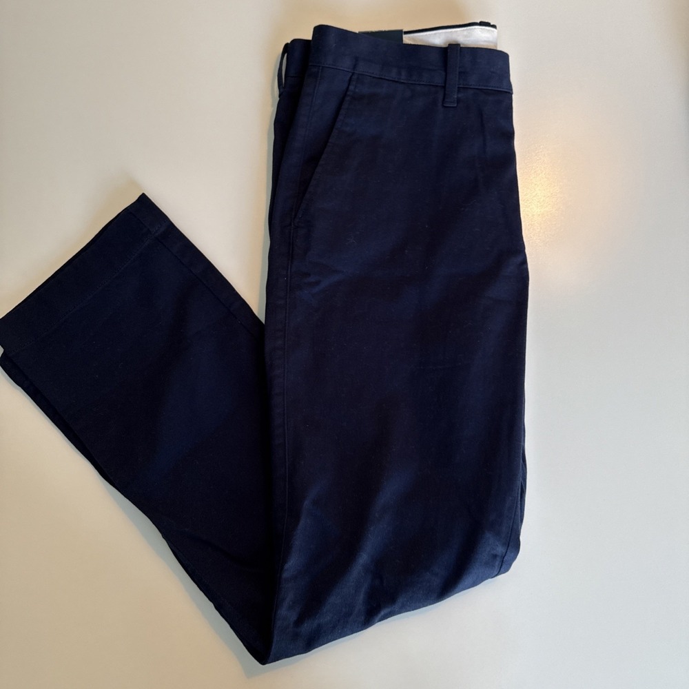 J.CREW Mens Flex Slim Chino Pants 31x30 Navy Solid Flat Front Cotton Blend NWT